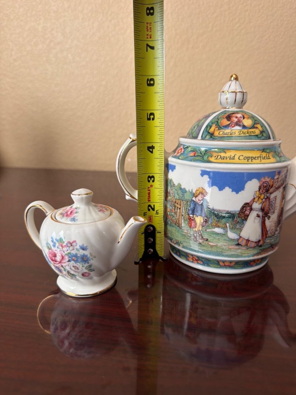 Set of 2 Vintage Sadler England Teapots David Copperfield & Floral Mini Teapot - Picture 2 of 16